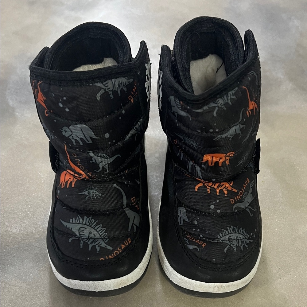 Kids Dinosaur Print Black Boots